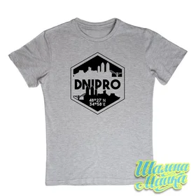 Прикольные футболки: Dnipro Координаты  grey